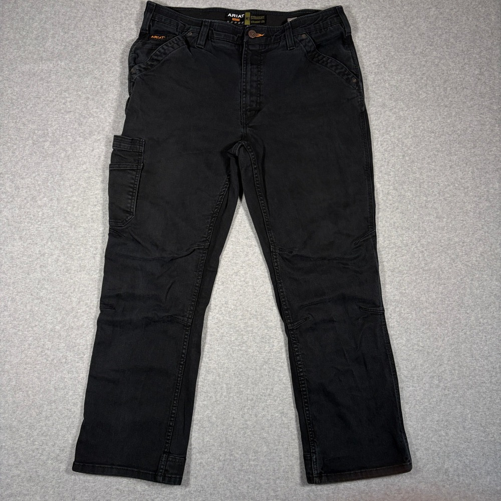 Ariat Rebar M5 Straight Leg Pants Mens 36x30 Black Canvas Workwear Trousers
